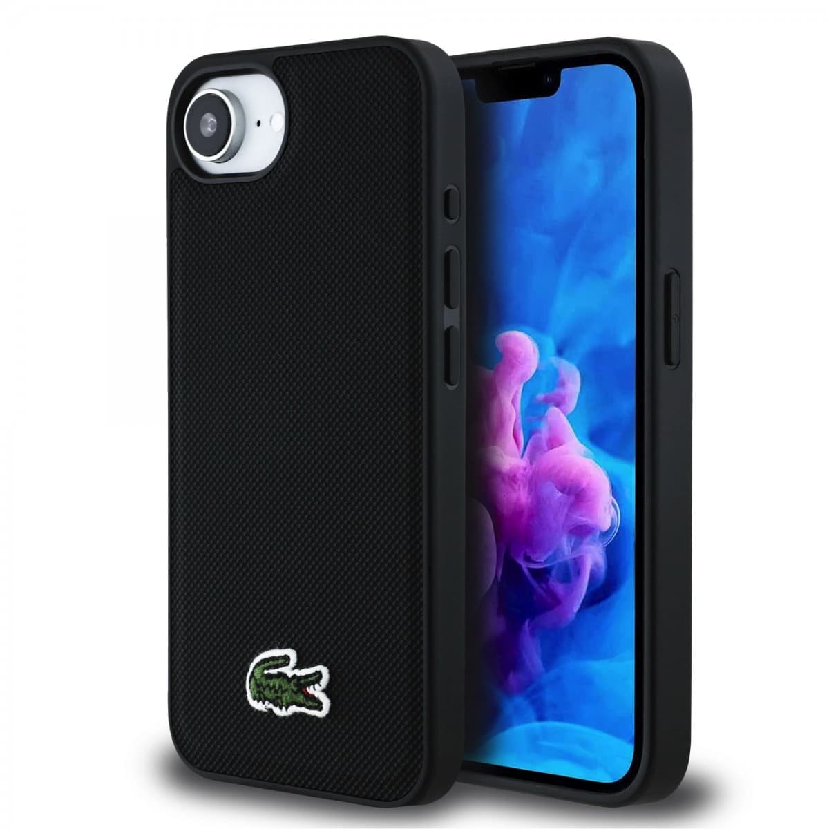 Zadní kryt Lacoste Iconic Petit Pique Woven Logo MagSafe pro iPhone 16e Black - náhled 1