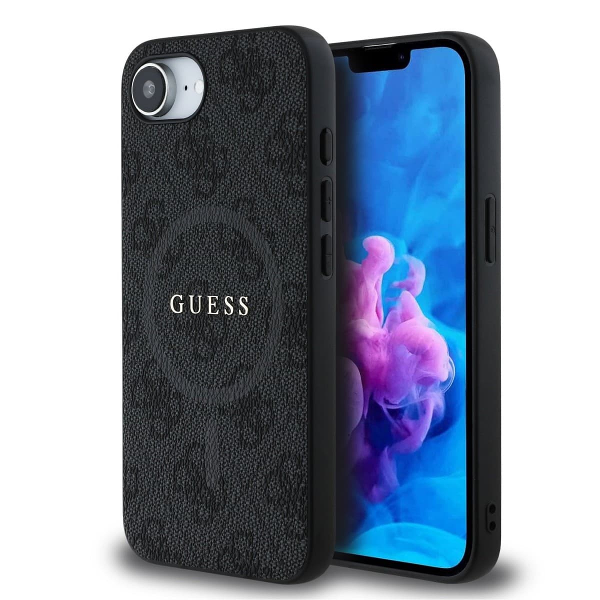 Zadní kryt Guess PU Leather 4G Colored Ring MagSafe pro iPhone 16e Black - náhled 1