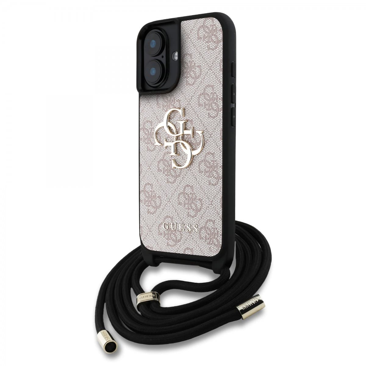 Zadní kryt Guess PU 4G Metal Logo Crossbody Popruh pro iPhone 16 Pink - náhled 1