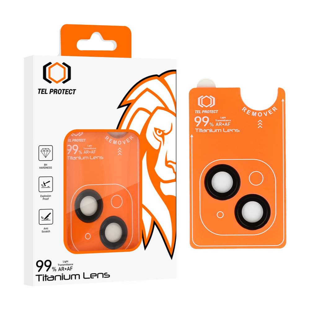 Tvrzené sklo Tel Protect Titanium Lens 99% AR na fotoaparát pro iPhone 14-14 Plus black (2 pcs) - náhled 1