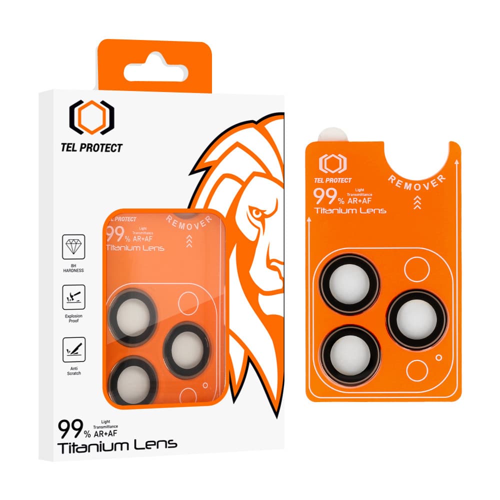 Tvrzené sklo Tel Protect Titanium Lens 99% AR na fotoaparát pro iPhone 15 Pro-15 Pro Max titanium (3 pcs) - náhled 1
