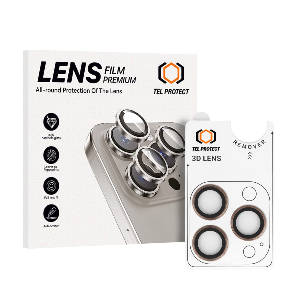 Tvrzené sklo Tel Protect 3D Lens na fotoaparát pro iPhone 15 Pro-15 Pro Max titanium - náhled 1