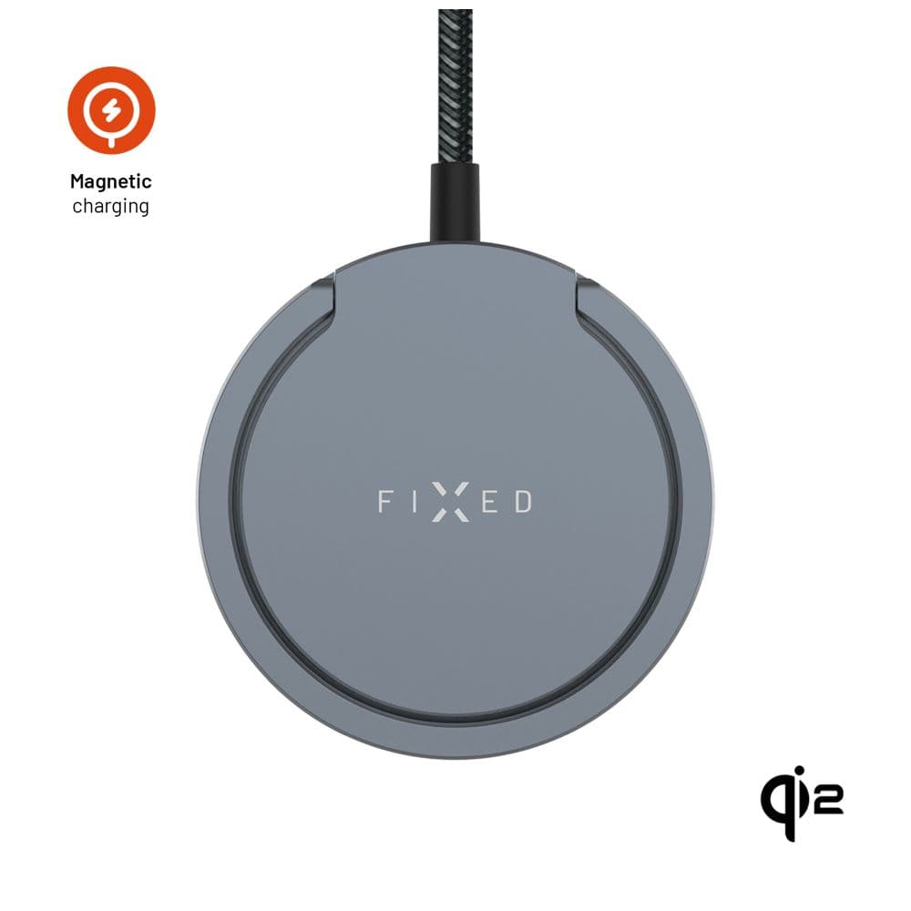 Bezdrátová nabíječka FIXED MagPad Pro s Qi2, podporou MagSafe a stojánkem, 15W, šedá - náhled 1
