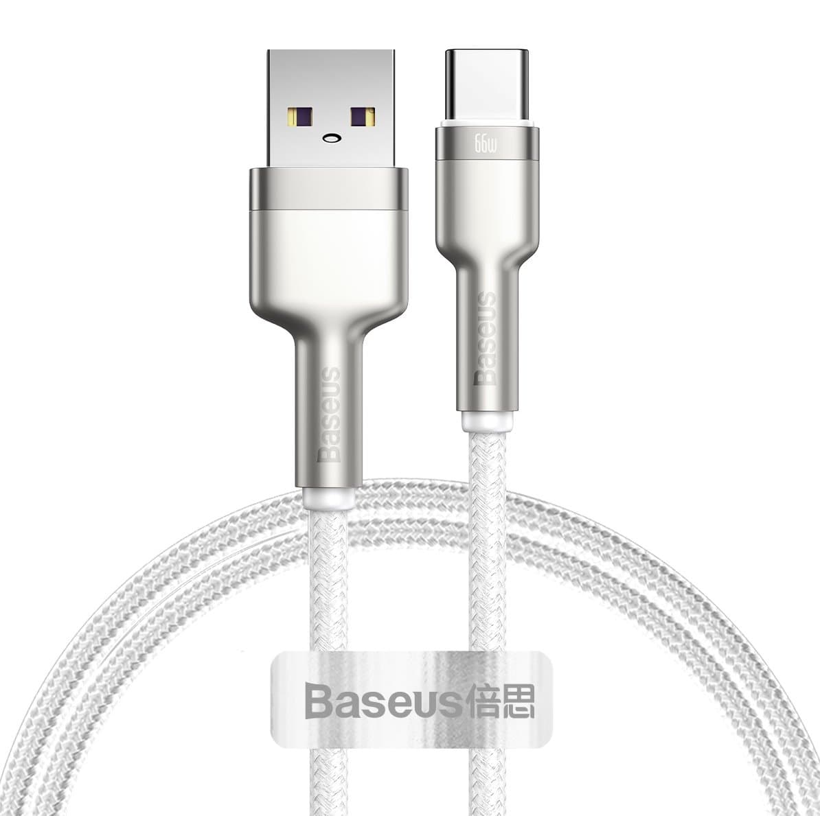 Datový kabel Baseus Cafule Metal Series USB-A - USB-C 66W 1m White - náhled 1