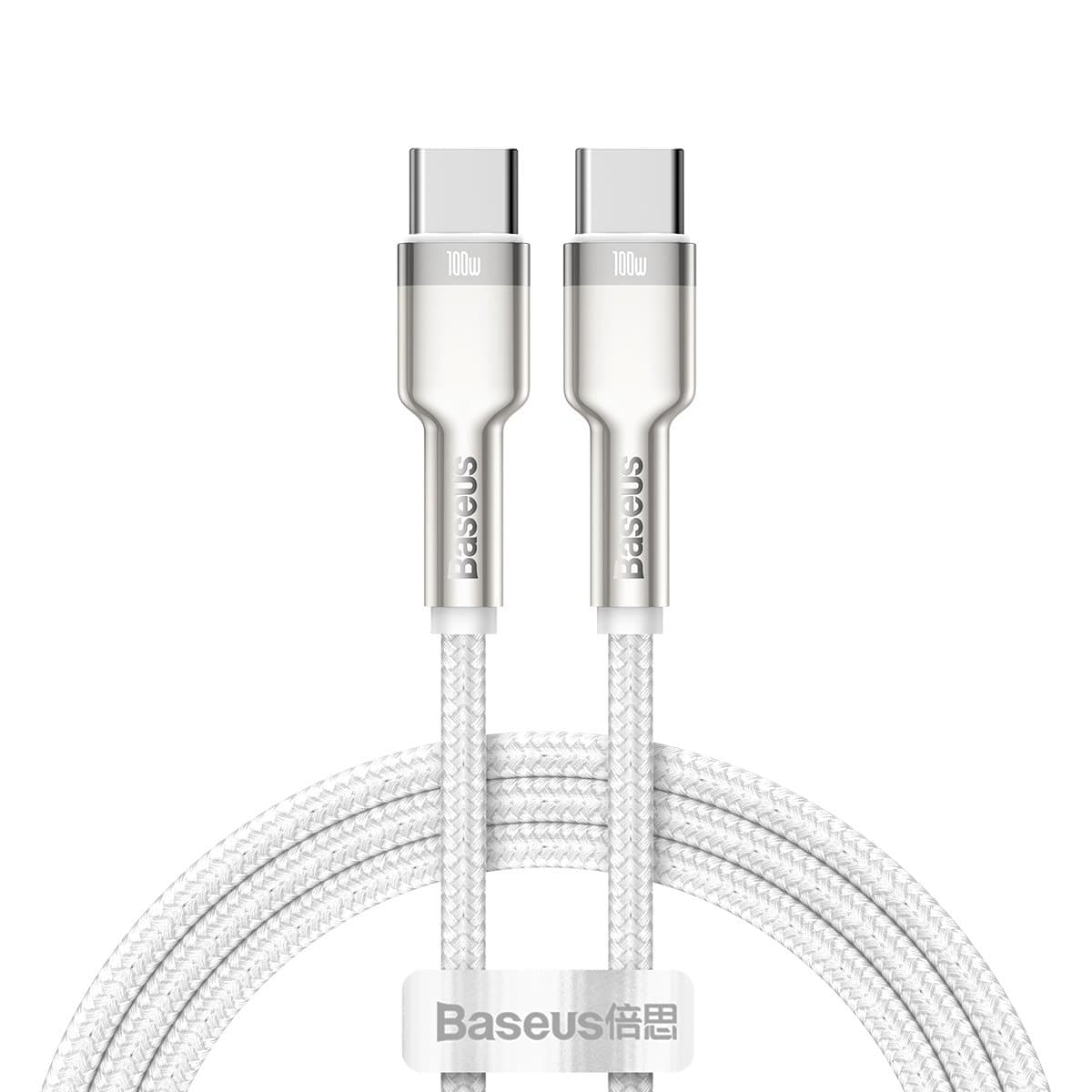 Datový kabel Baseus Cafule Metal Series USB-C - USB-C 100W 1m White - náhled 1