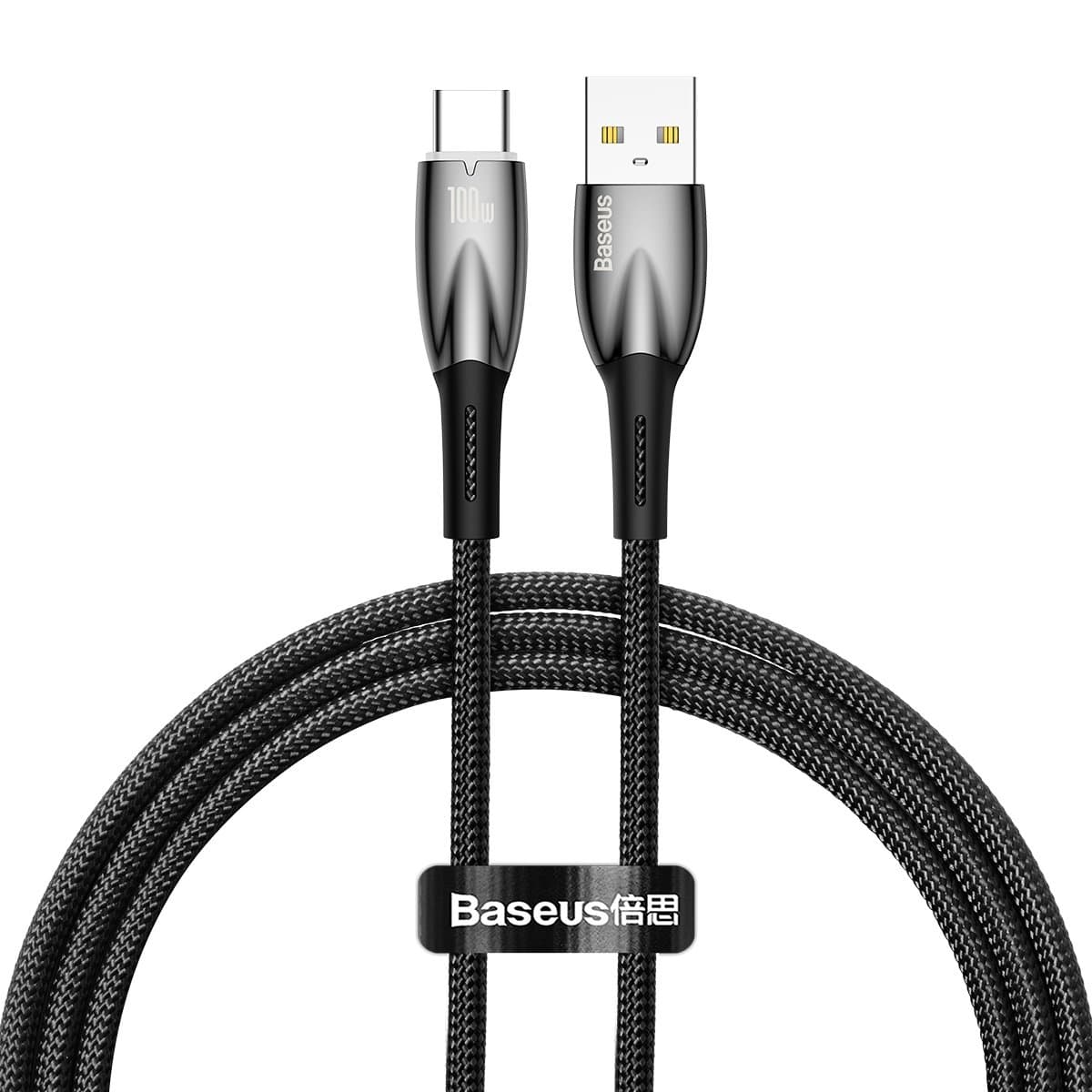 Datový kabel Baseus Glimmer Series Fast Charging USB-A - USB-C 100W 1m Black - náhled 1
