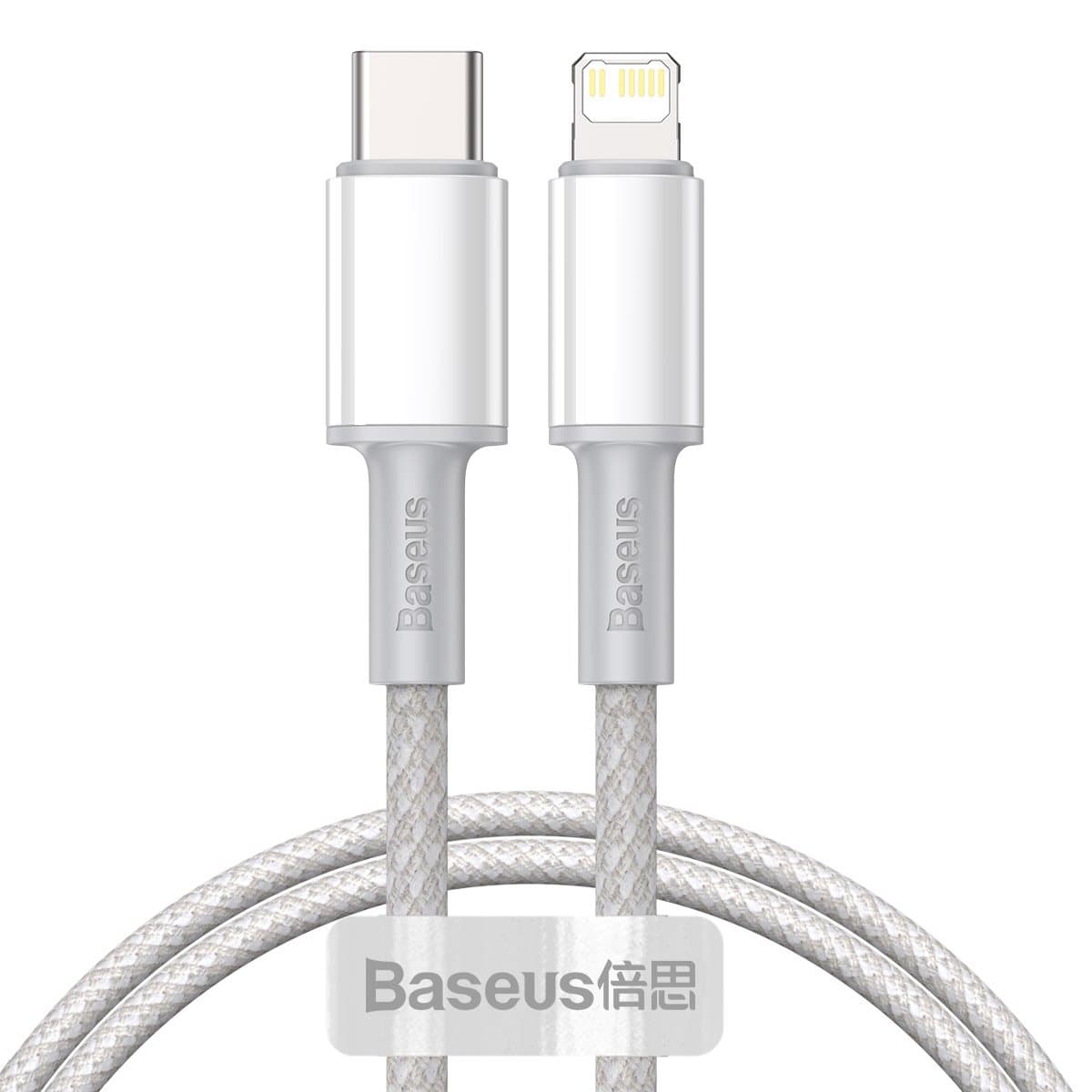 Datový kabel Baseus High Density Braided Series Fast Charging USB-C - Lightning 20W 1m White - náhled 1