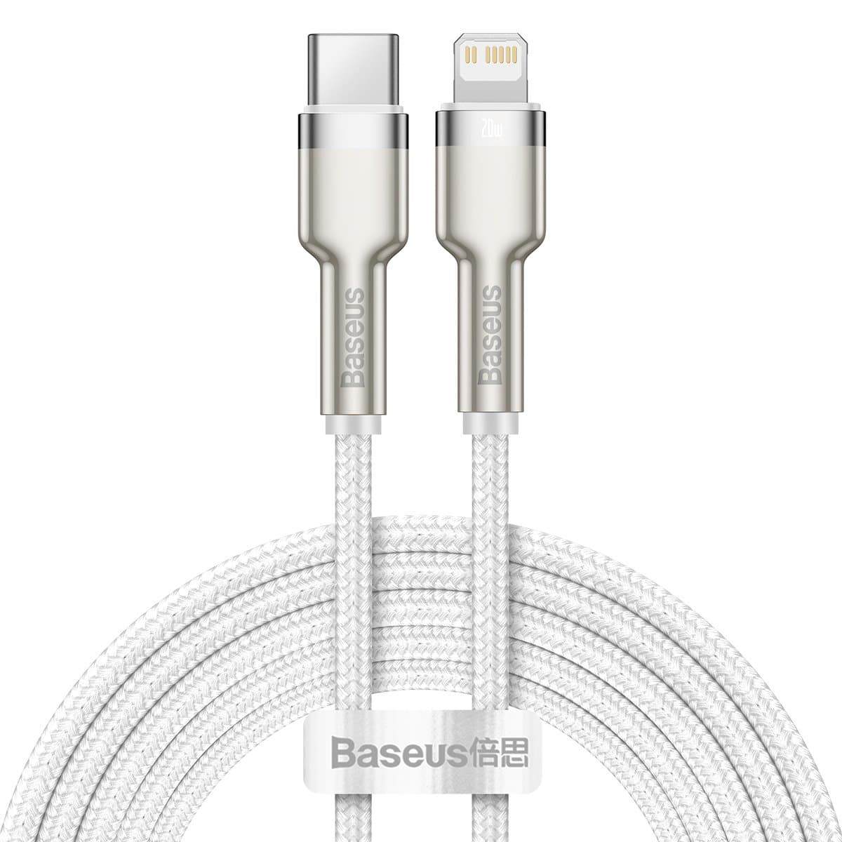 Datový kabel Baseus Cafule Metal Series USB-C - Lightning 20W 2m White - náhled 1