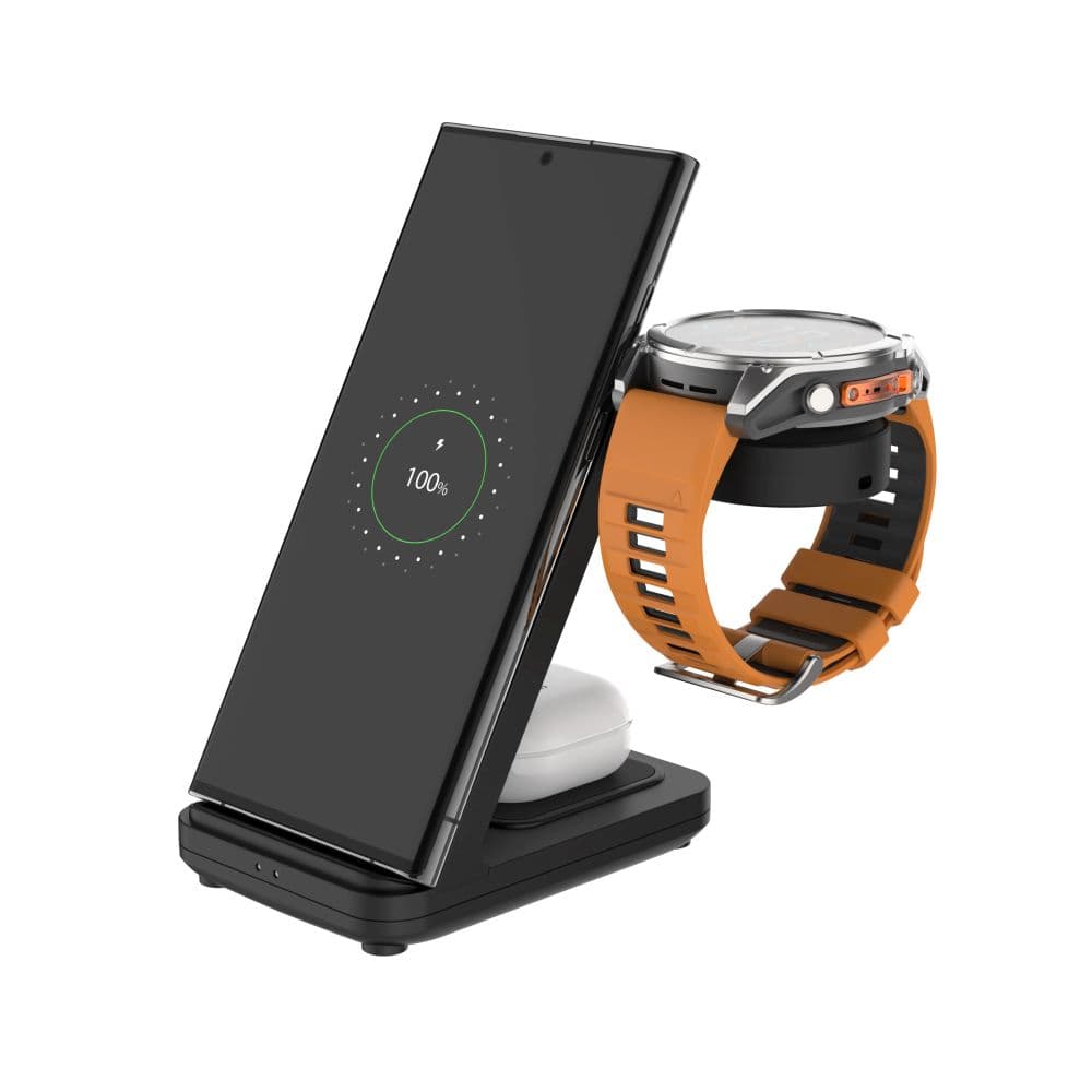 Stojánek FIXED Powerstation pro Garmin s bezdrátovým nabíjením až pro 3 zařízení, 15W+5W+2.5W, černý - náhled 1