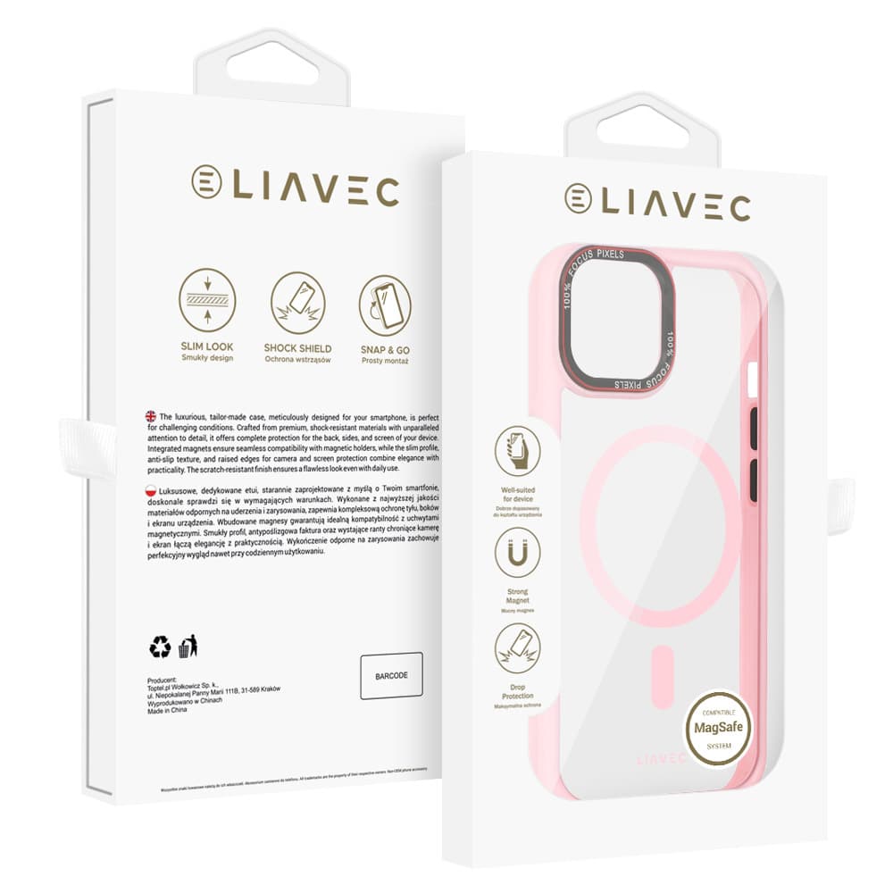 Zadní kryt Liavec Hybrid Magsafe Clear pro iPhone 15 light pink - náhled 1