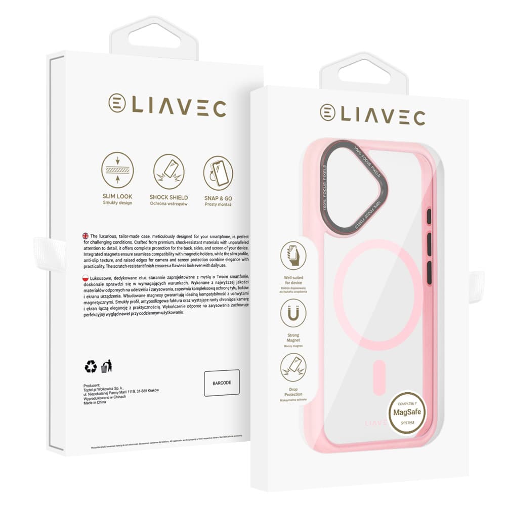 Zadní kryt Liavec Hybrid Magsafe Clear pro iPhone 16 light pink - náhled 1