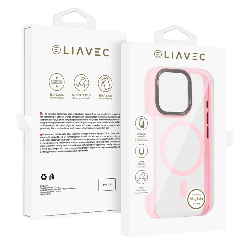 Zadní kryt Liavec Hybrid Magsafe Clear pro iPhone 16 Pro light pink - náhled 1