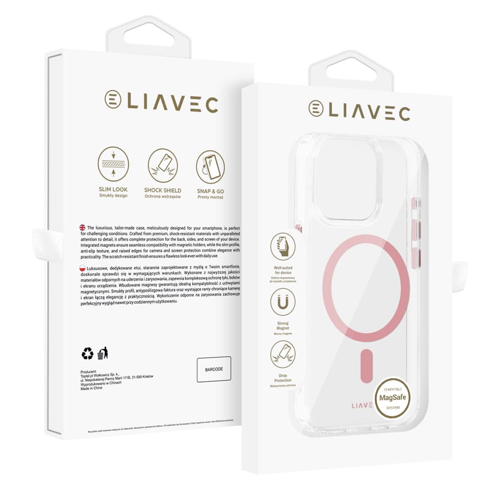 Zadní kryt Liavec Glossy Magsafe Clear pro iPhone 13 Pro pink - náhled 1