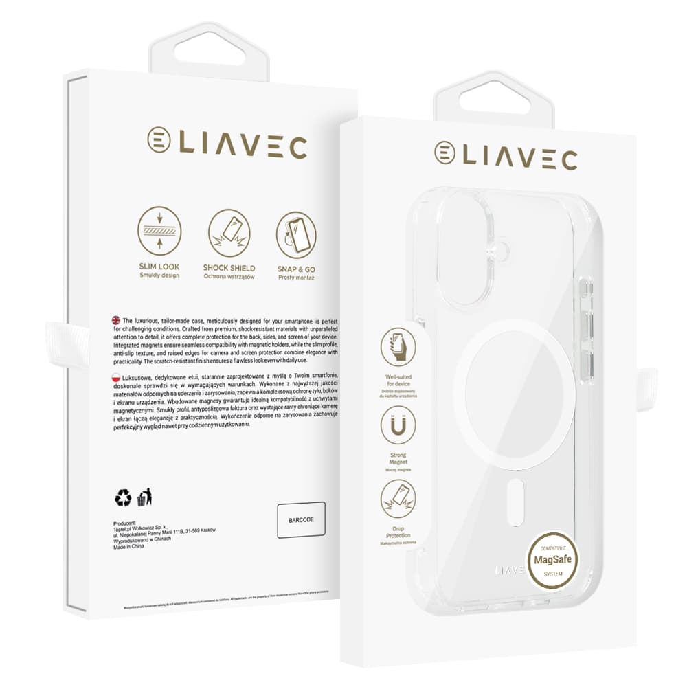 Zadní kryt Liavec Glossy Magsafe Clear pro iPhone 16 white - náhled 1