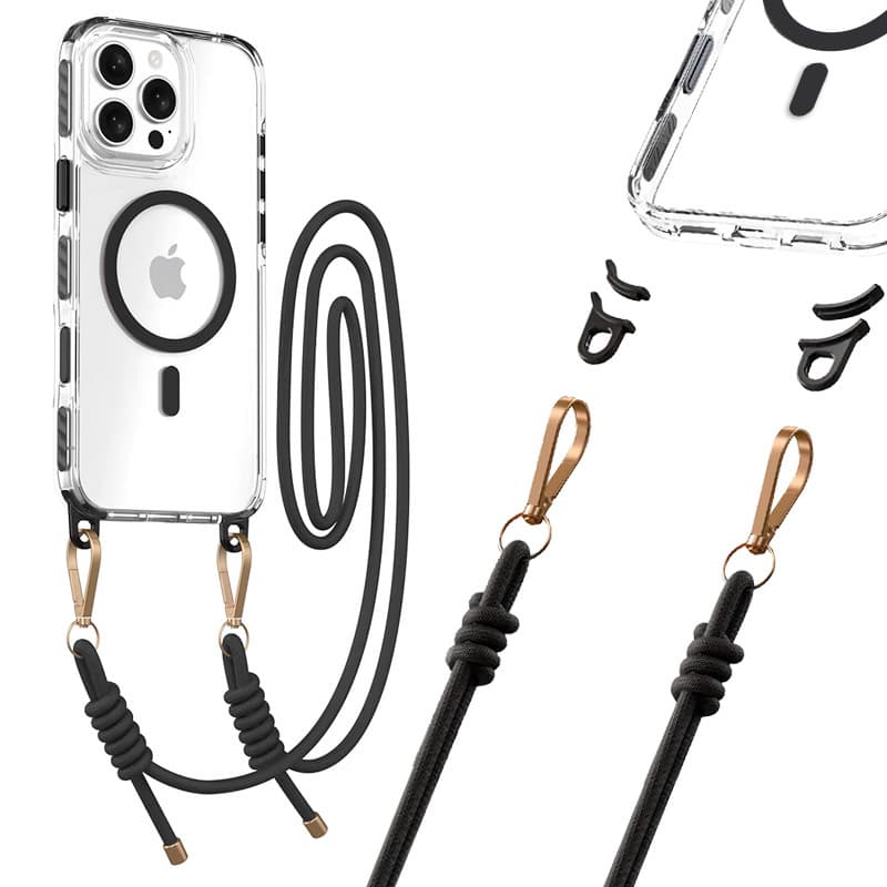 Zadní kryt Tel Protect Strap Clear pro iPhone 15 Pro black - náhled 1