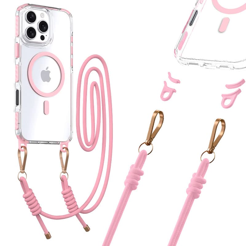 Zadní kryt Tel Protect Strap Clear pro iPhone 15 Pro pink - náhled 1