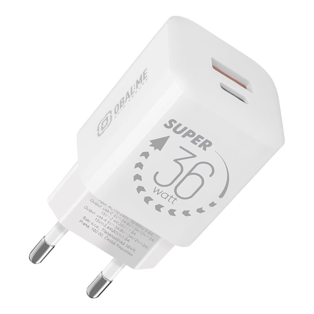 Adaptér OBAL:ME GaN USB-A + USB-C 36W White - náhled 1