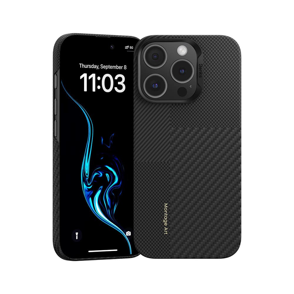 Zadní kryt Benks Montage Magnetic Armor Air Kevlar PC Frame 600D+1500D (MB65) pro iPhone 16 Pro black - náhled 1
