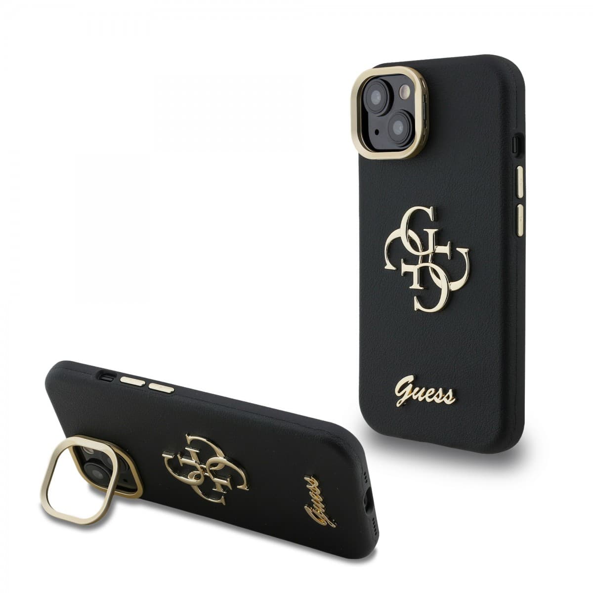 Zadní kryt Guess PU Grained 4G Logo Stand Camera Frame pro iPhone 13 Black - náhled 1