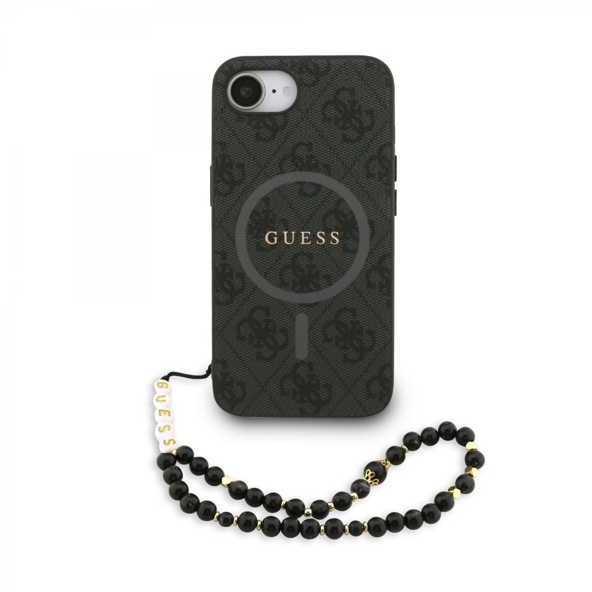Zadní kryt Guess PU Leather 4G Colored Ring Strap MagSafe pro iPhone 16e Black - náhled 1
