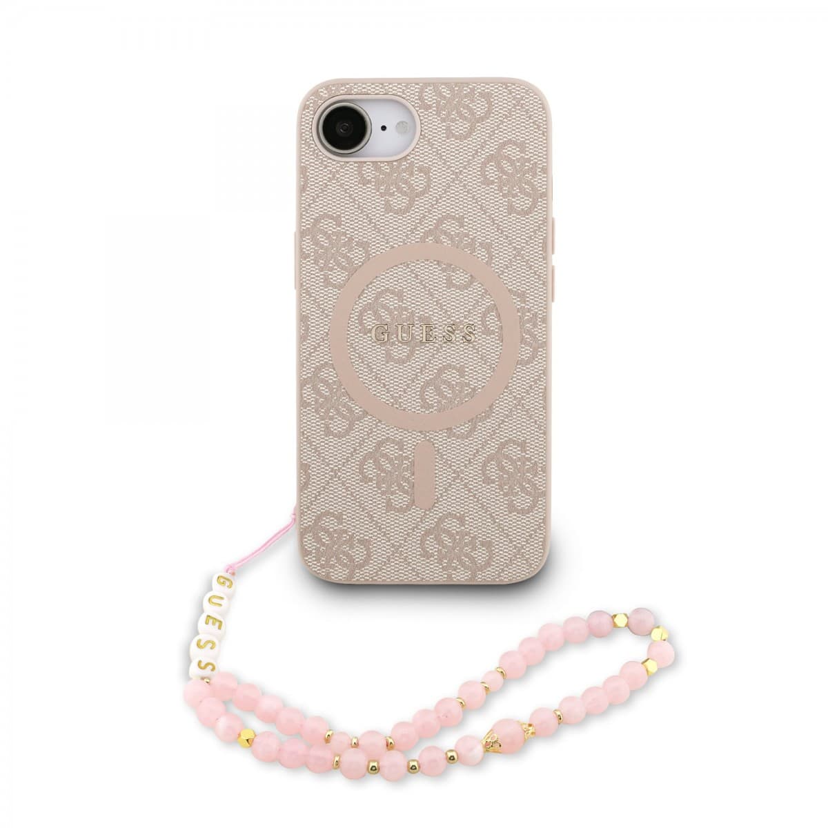 Zadní kryt Guess PU Leather 4G Colored Ring Strap MagSafe pro iPhone 16e Pink - náhled 1