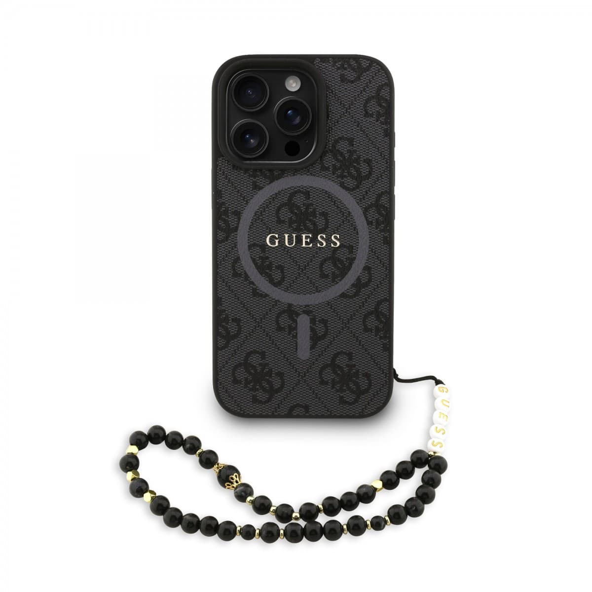 Zadní kryt Guess PU Leather 4G Colored Ring Strap MagSafe pro iPhone 16 Pro Max Black - náhled 1
