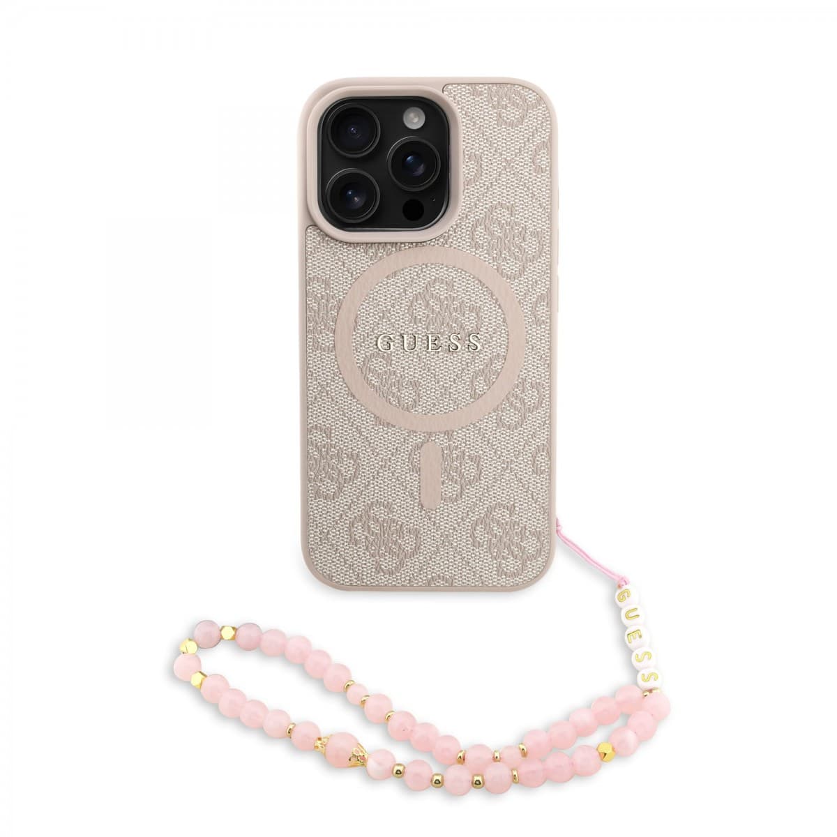 Zadní kryt Guess PU Leather 4G Colored Ring Strap MagSafe pro iPhone 16 Pro Max Pink - náhled 1