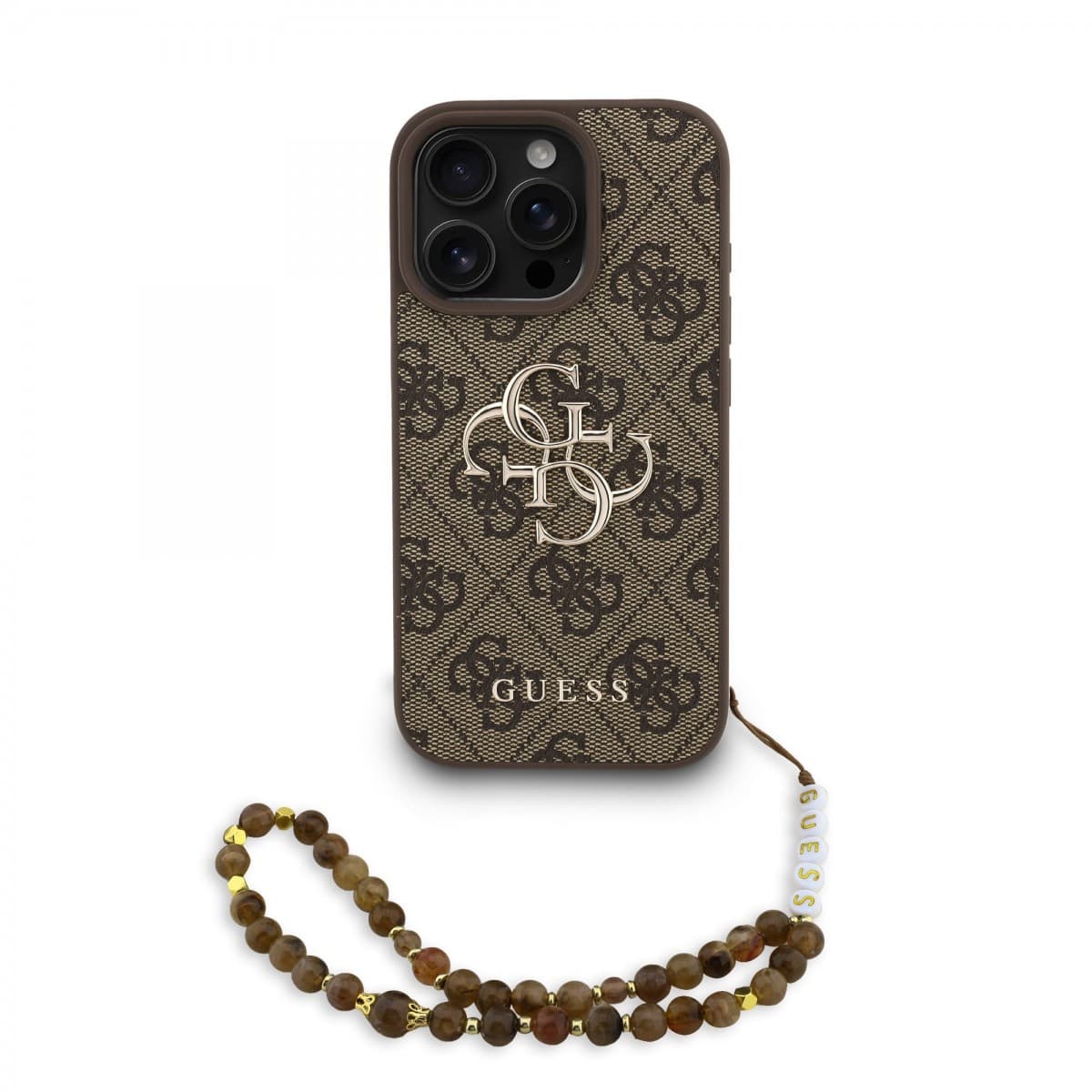 Zadní kryt Guess PU 4G Metal Logo Strap pro iPhone 16 Pro Brown - náhled 1