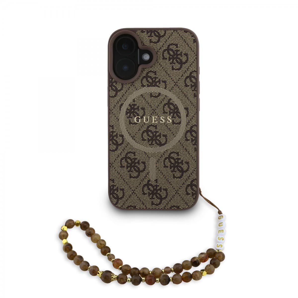 Zadní kryt Guess PU Leather 4G Colored Ring Strap MagSafe pro iPhone 16 Brown - náhled 1