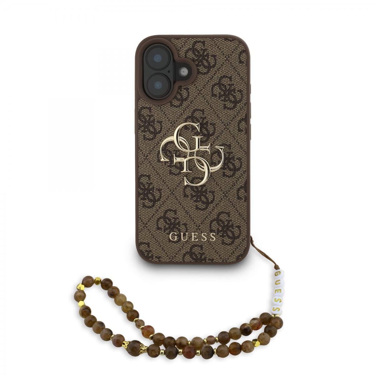 Zadní kryt Guess PU 4G Metal Logo Strap pro iPhone 16 Brown - náhled 1