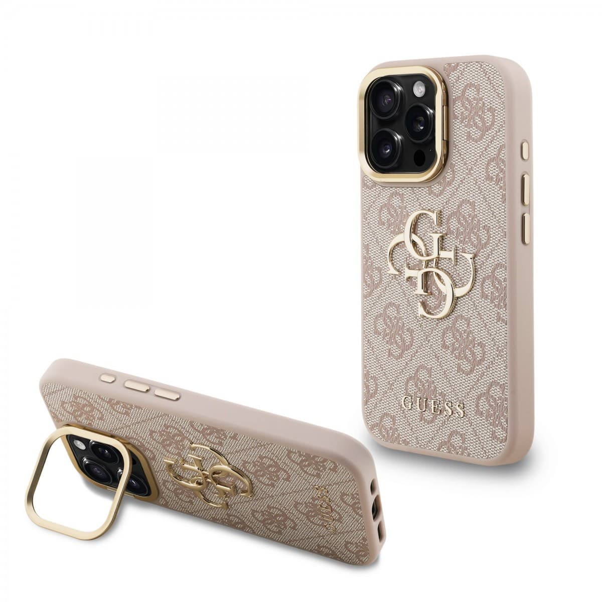 Zadní kryt Guess PU 4G Metal Logo Stand Camera Frame pro iPhone 15 Pro Max Pink - náhled 1