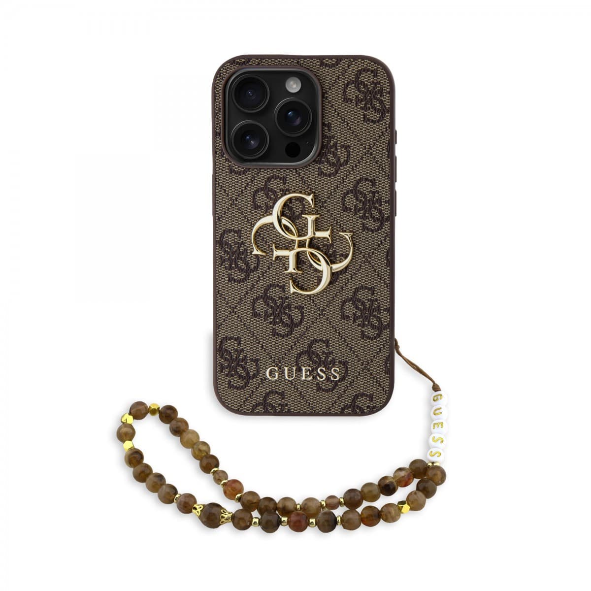 Zadní kryt Guess PU 4G Metal Logo Strap pro iPhone 15 Pro Max Brown - náhled 1