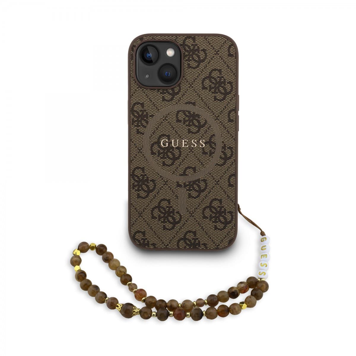 Zadní kryt Guess PU Leather 4G Colored Ring Strap MagSafe pro iPhone 15 Brown - náhled 1