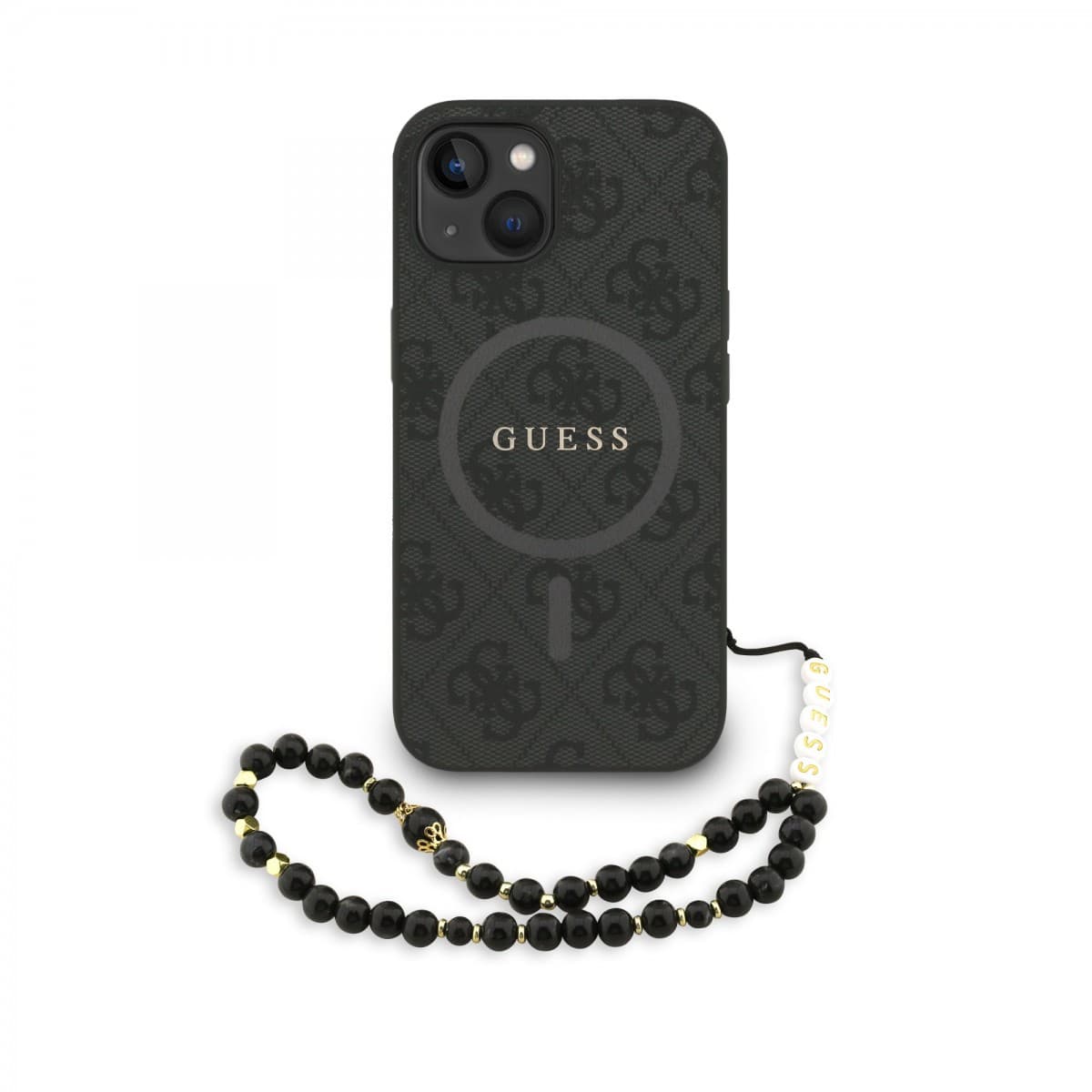 Zadní kryt Guess PU Leather 4G Colored Ring Strap MagSafe pro iPhone 13 Black