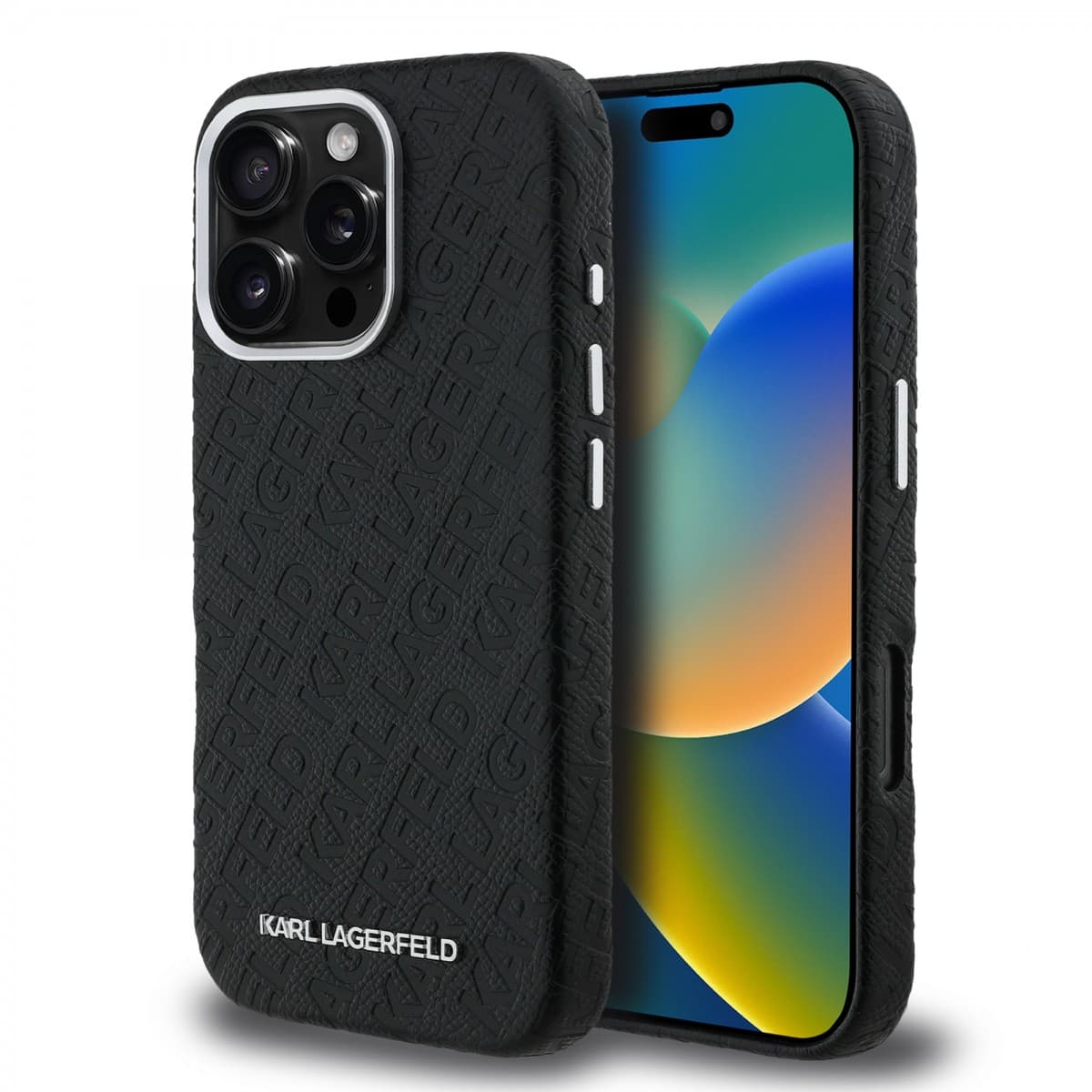 Zadní kryt Karl Lagerfeld Grained PU Repeated Logo MagSafe pro iPhone 16 Pro Black