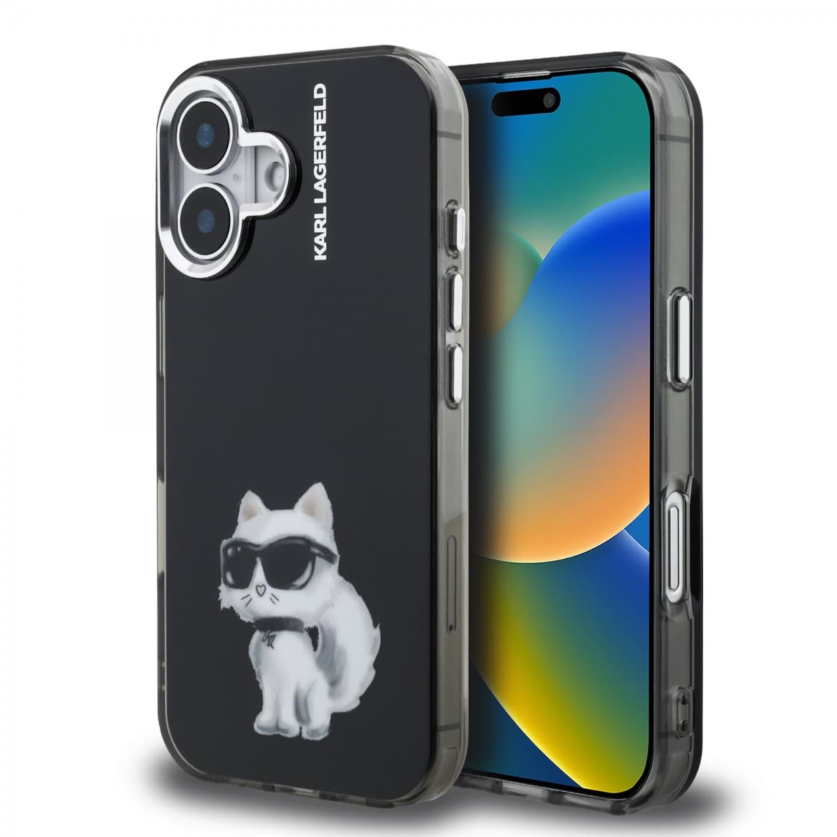 Zadní kryt Karl Lagerfeld IML Aquarelle Choupette pro iPhone 16 Black - náhled 1
