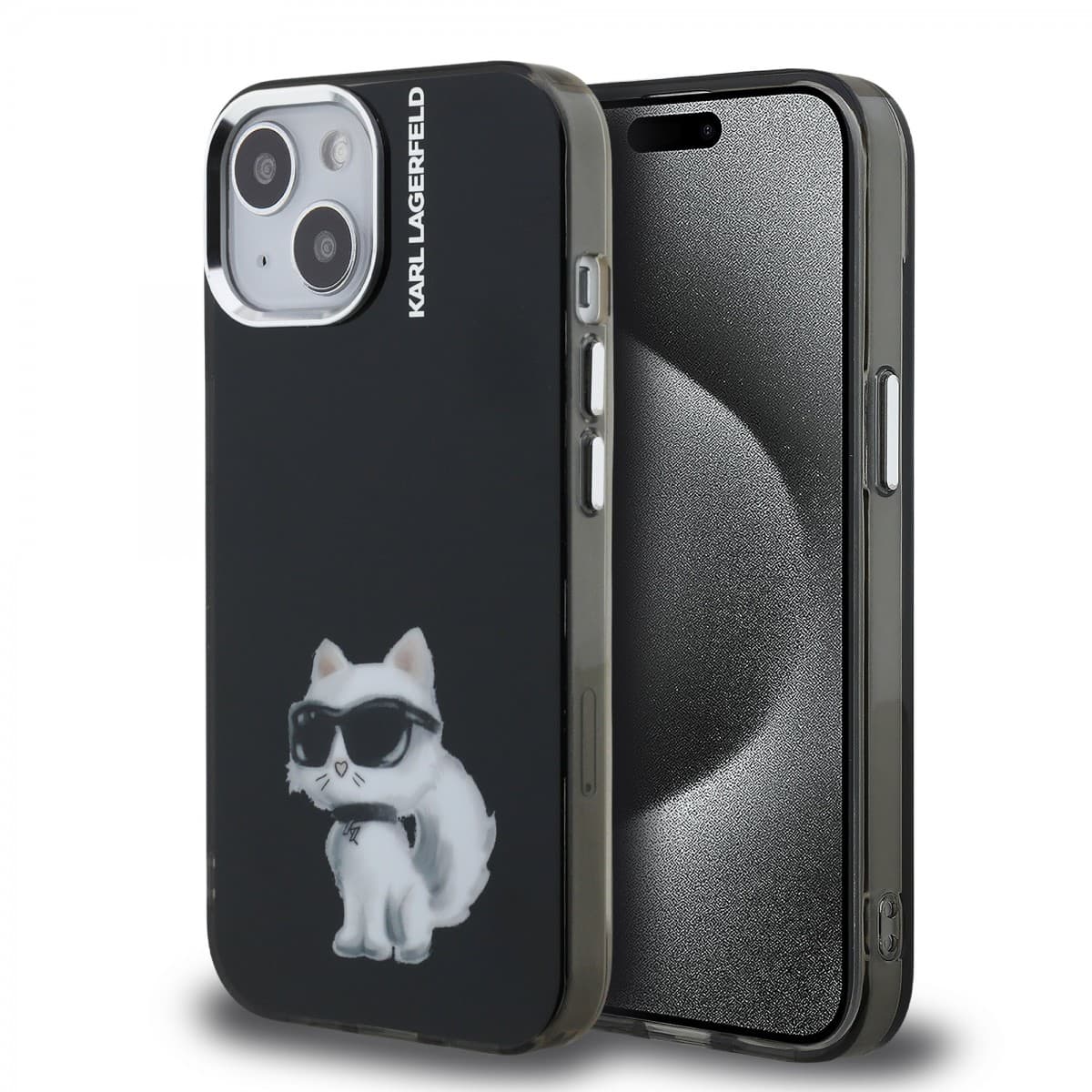 Zadní kryt Karl Lagerfeld IML Aquarelle Choupette pro iPhone 15 Black - náhled 1