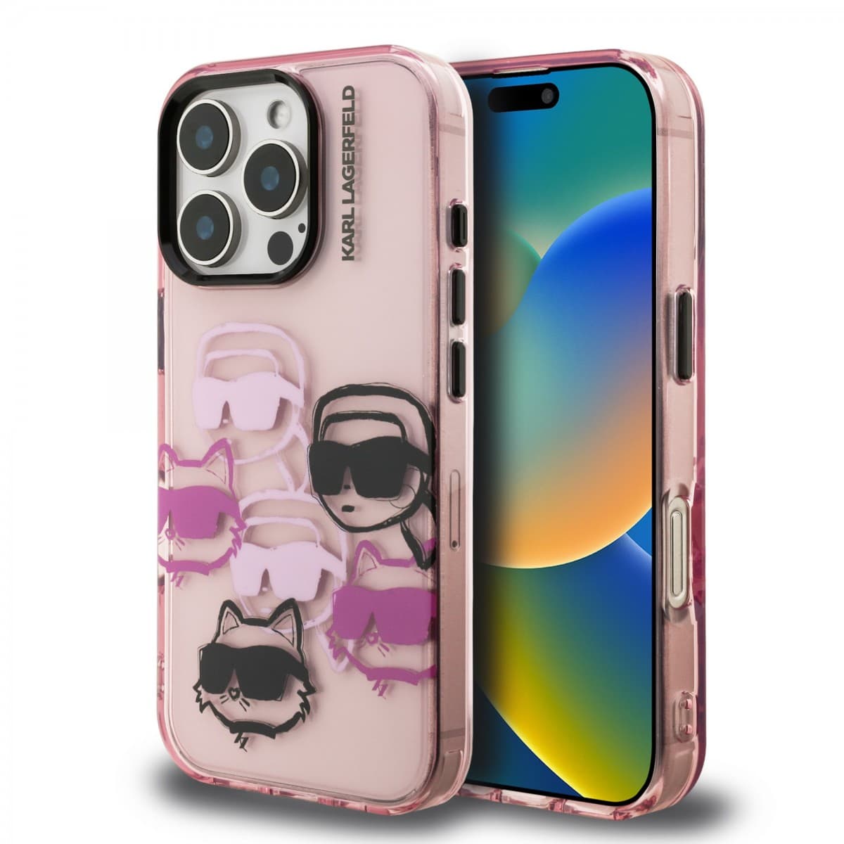 Zadní kryt Karl Lagerfeld IML Multi K&amp;CH Heads pro iPhone 16 Pro Pink - náhled 1