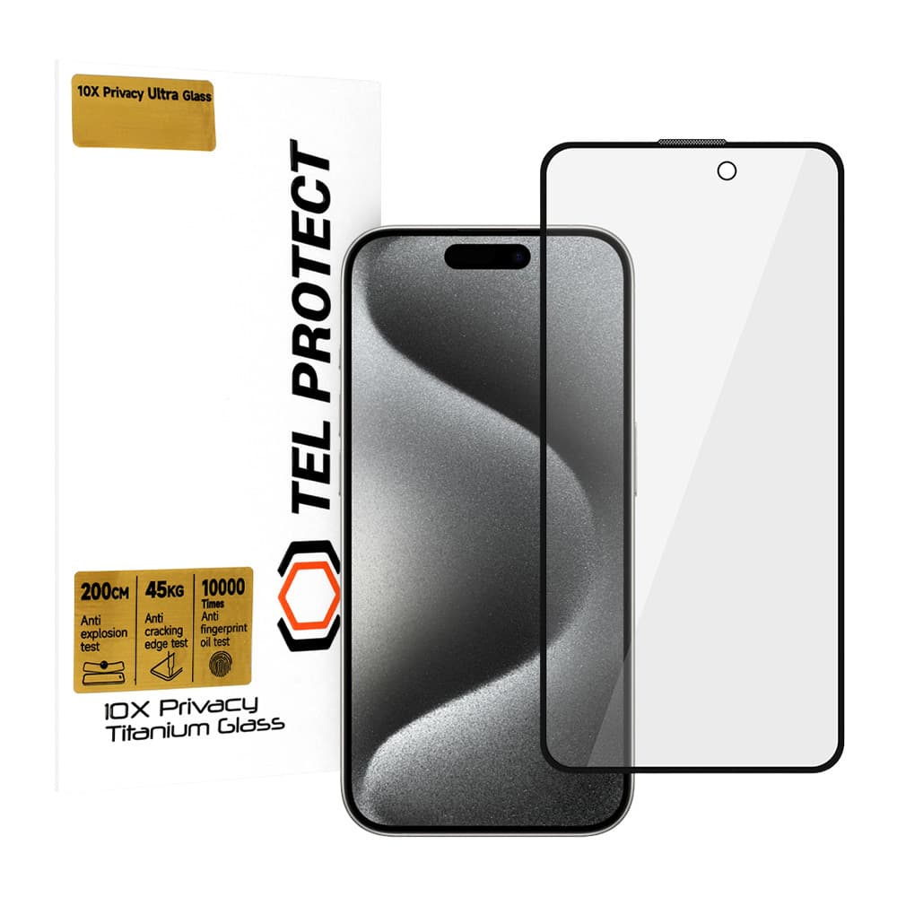 Tvrzené sklo Tel Protect 10X Privacy Titanium pro iPhone 15 Pro - náhled 1