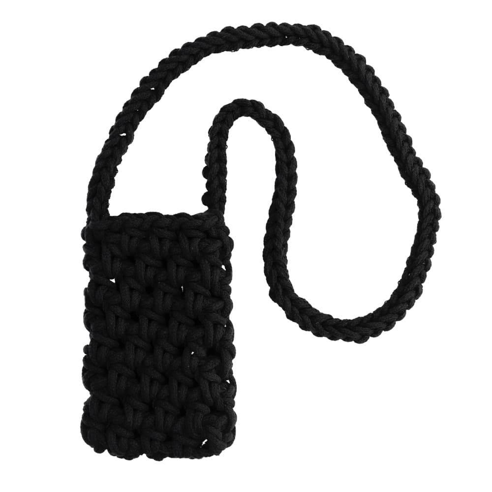 Kabelka na mobil Knitted black - náhled 1
