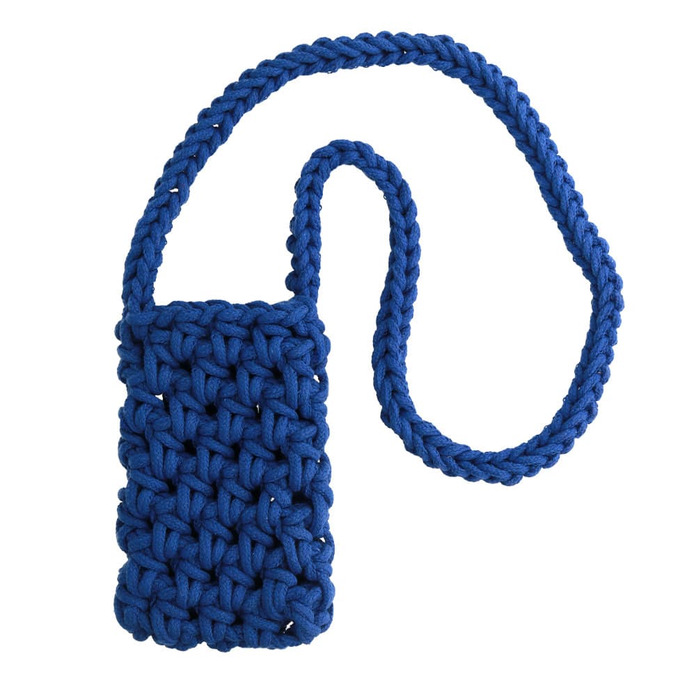 Kabelka na mobil Knitted blue - náhled 1