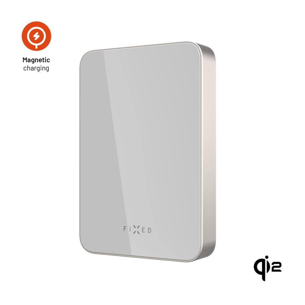Powerbanka FIXED MagZen 10 Crystal s bezdrátovým nabíjením se standardem Qi2 a podporou MagSafe, 10 000 mAh, titanová
