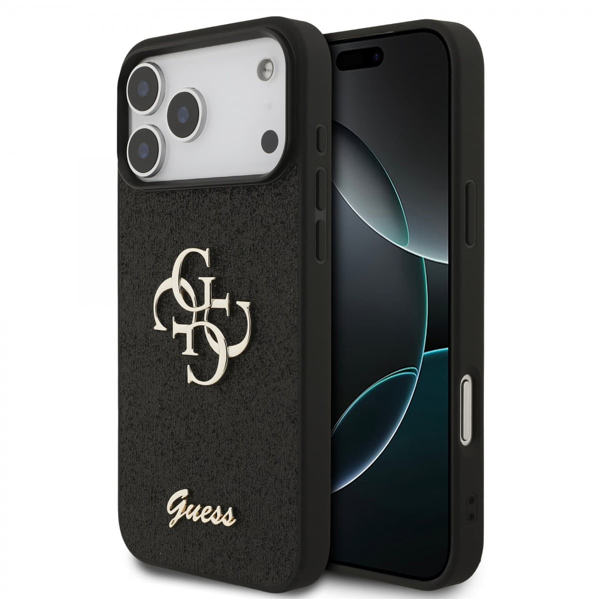 Zadní kryt Guess PU Fixed Glitter 4G Metal Logo pro iPhone 17 Pro Max Black - náhled 1