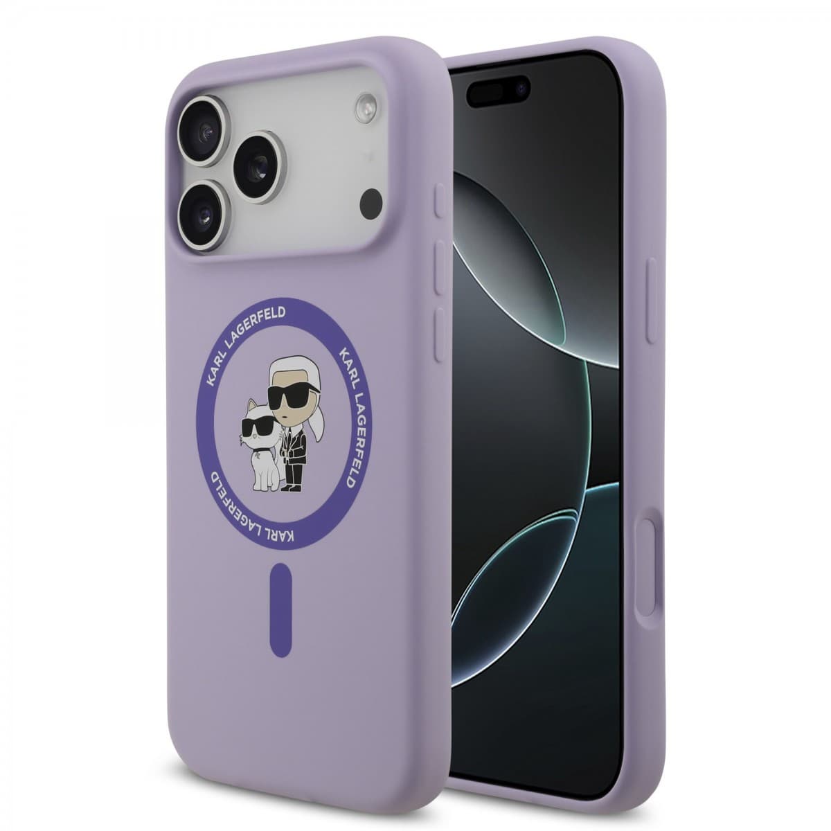 Zadní kryt Karl Lagerfeld Liquid Silicone Karl and Choupette MagSafe pro iPhone 17 Pro Max Purple - náhled 1