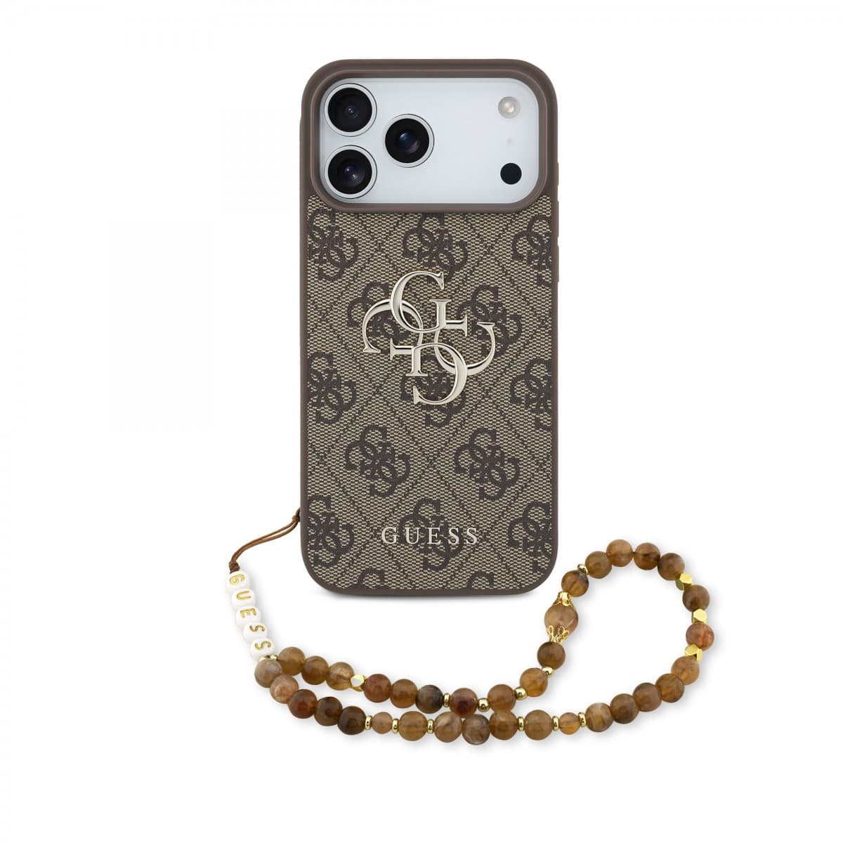 Zadní kryt Guess PU 4G Metal Logo Strap pro iPhone 17 Pro Max Brown - náhled 1