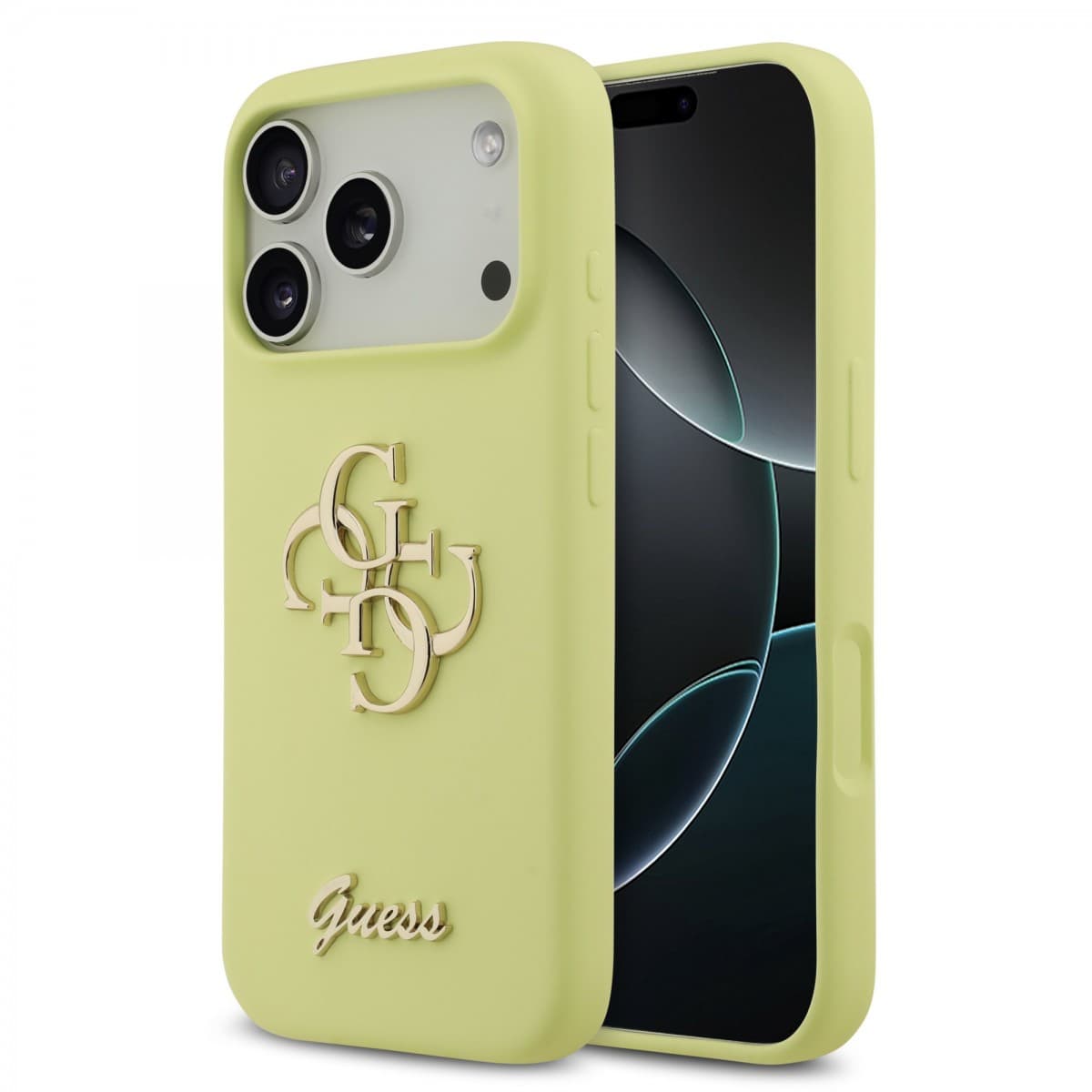 Zadní kryt Guess Liquid Silicone 4G Metal Logo pro iPhone 17 Pro Yellow - náhled 1