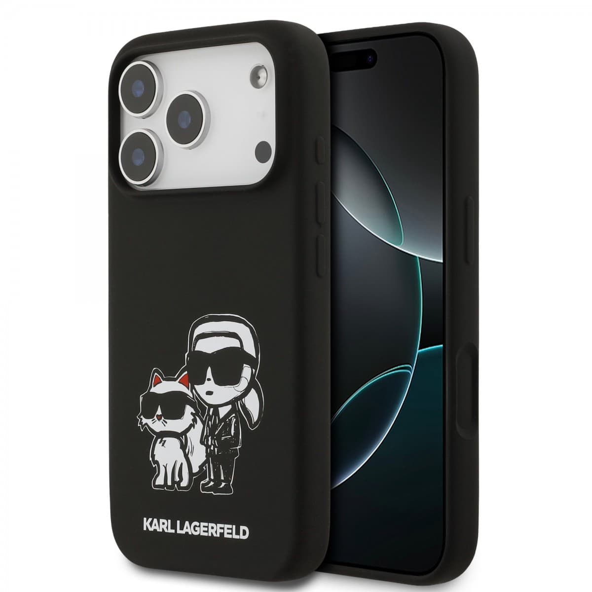 Zadní kryt Karl Lagerfeld Liquid Silicone K&amp;CH Sketch MagSafe pro iPhone 17 Pro Black - náhled 1