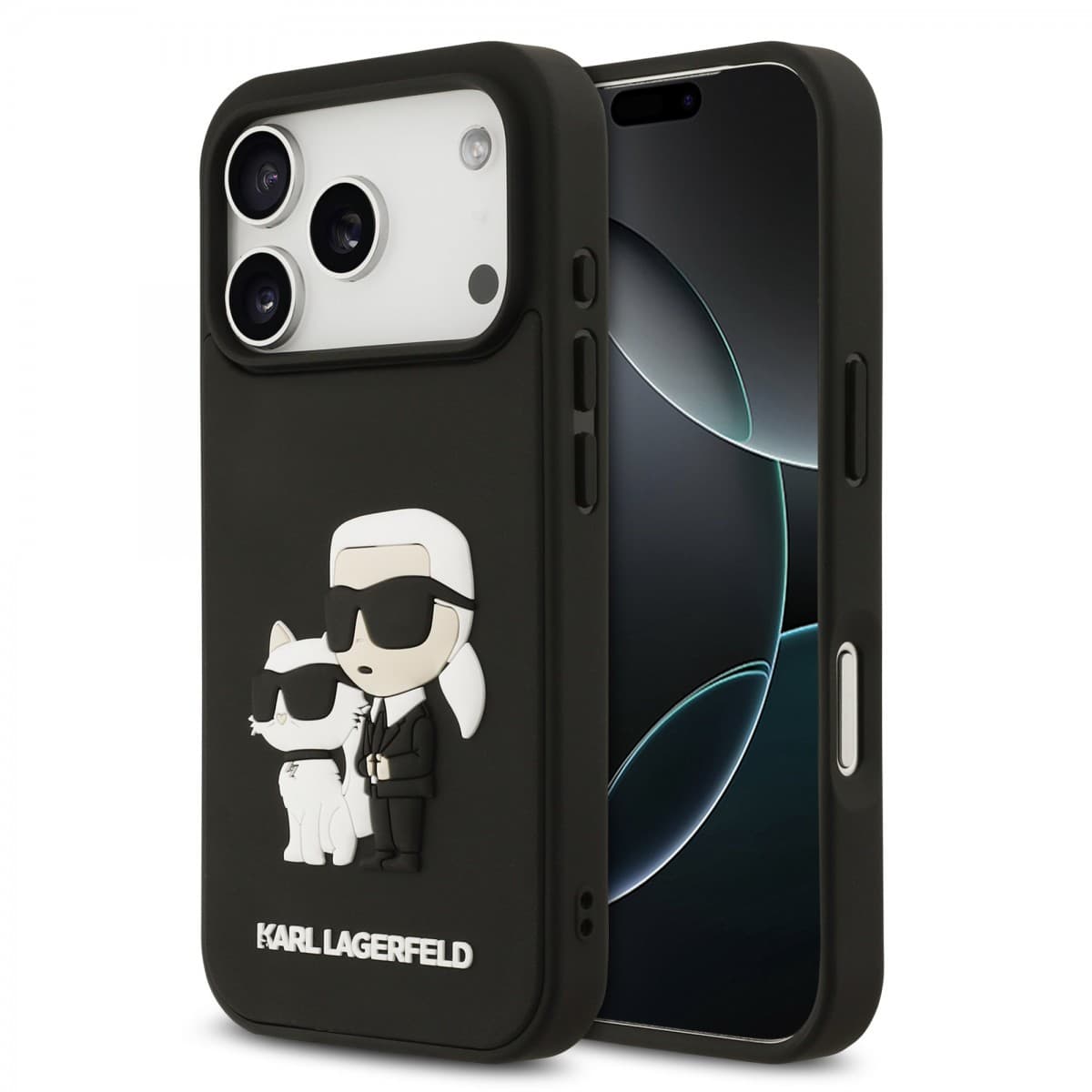 Zadní kryt Karl Lagerfeld 3D Rubber Karl and Choupette pro iPhone 17 Pro Black - náhled 1