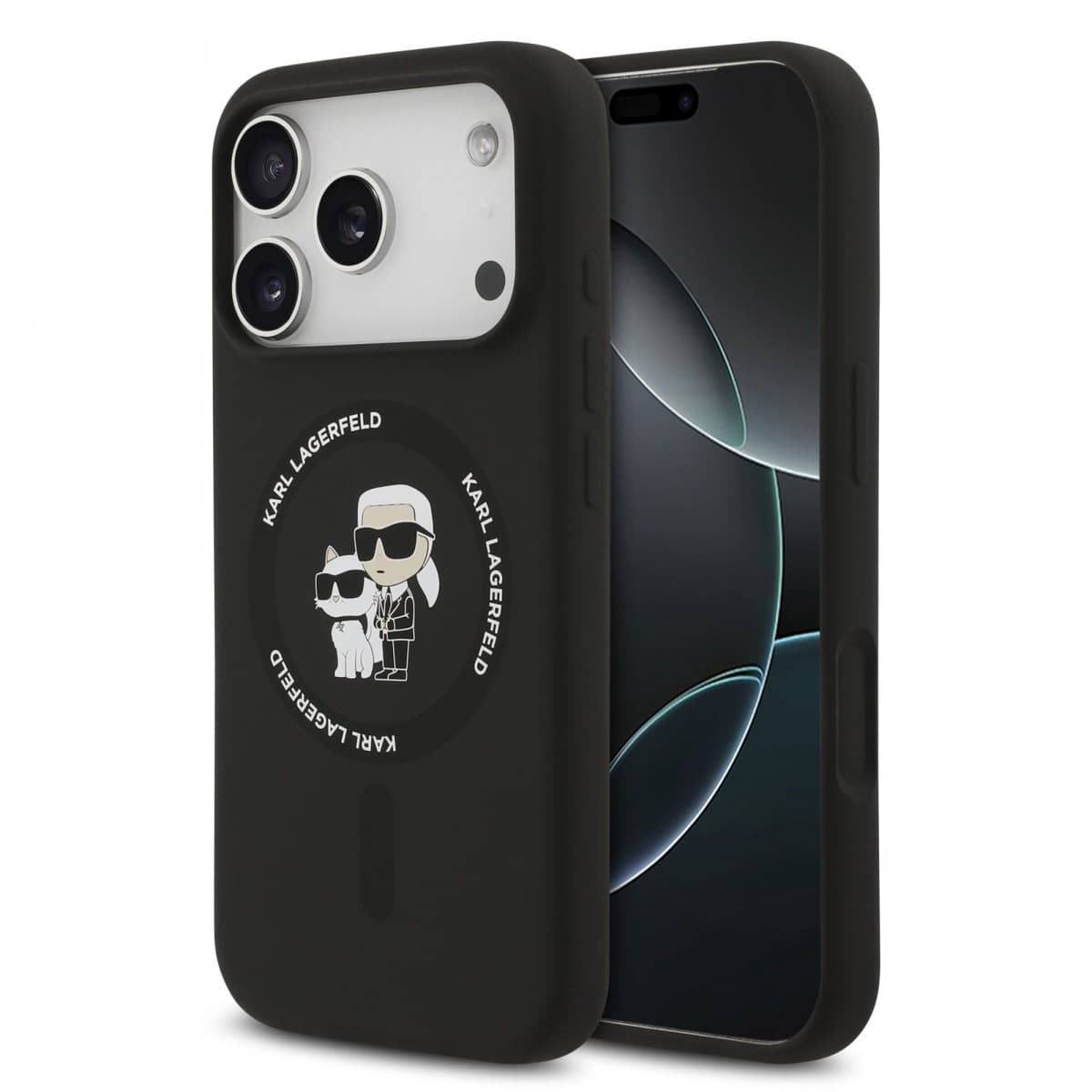 Zadní kryt Karl Lagerfeld Liquid Silicone Karl and Choupette MagSafe pro iPhone 17 Pro Black - náhled 1