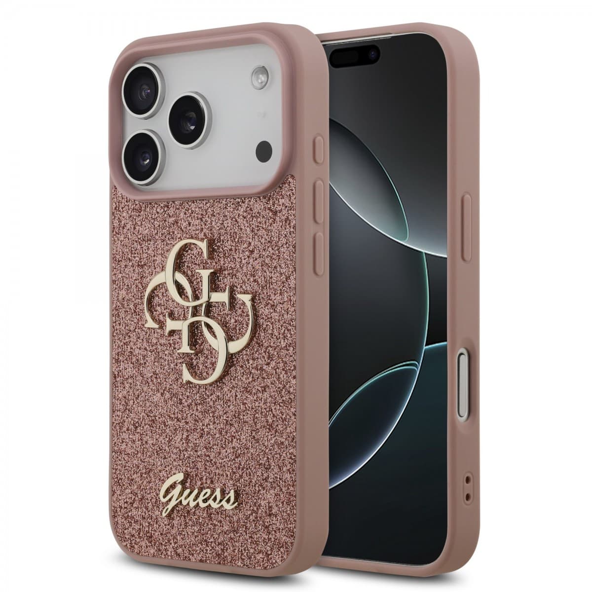 Zadní kryt Guess PU Fixed Glitter 4G Metal Logo pro iPhone 17 Pro Pink - náhled 1